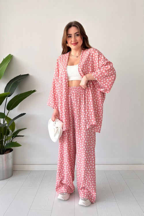 Ensemble en seersucker cœur rose