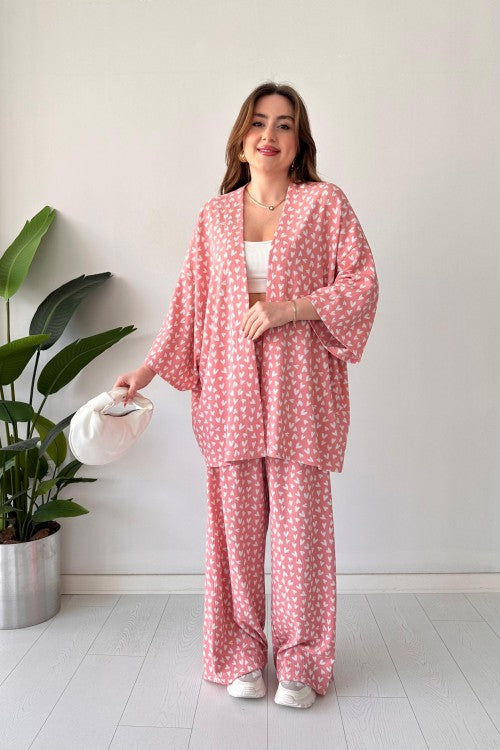 Ensemble en seersucker cœur rose