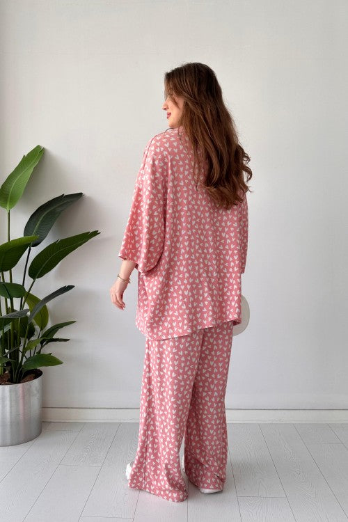 Ensemble en seersucker cœur rose