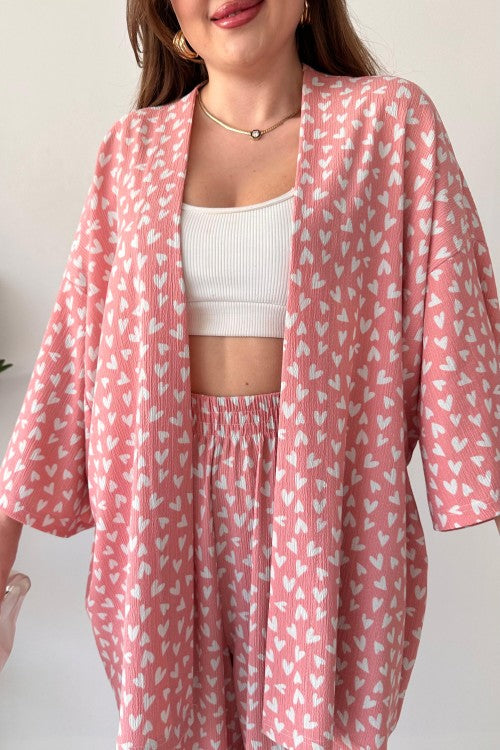 Ensemble en seersucker cœur rose