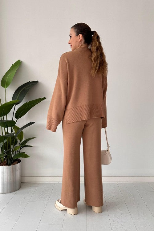 Ensemble pull et tricot camel