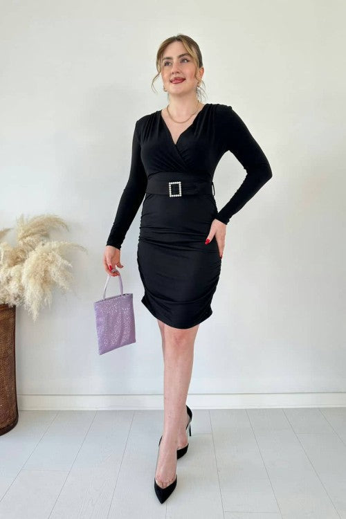 Robe en jersey ceinturée noire