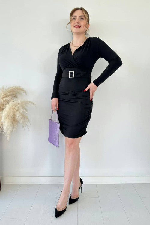 Robe en jersey ceinturée noire