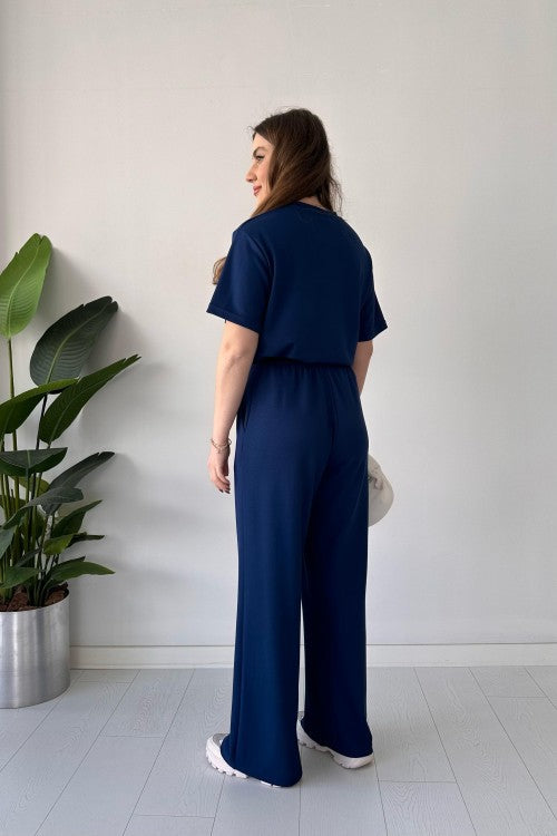 Costume basique à manches courtes bleu marine