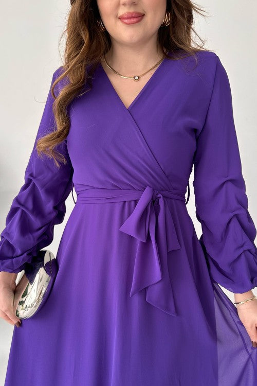 Robe mi-longue en mousseline violette