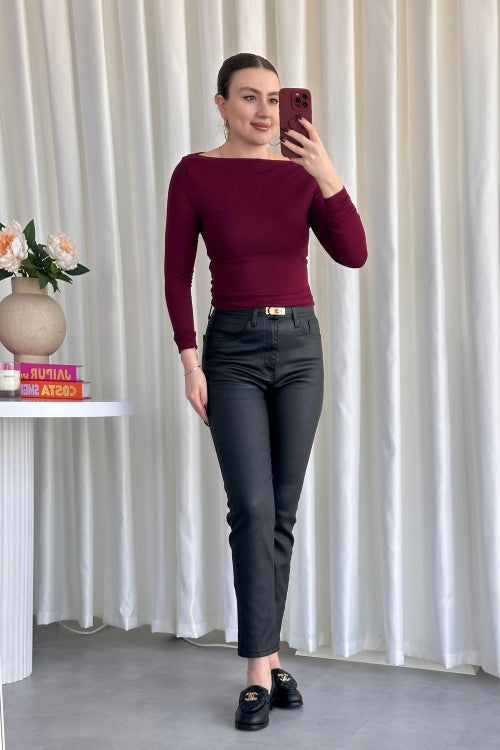 Jean enduit de cire noir