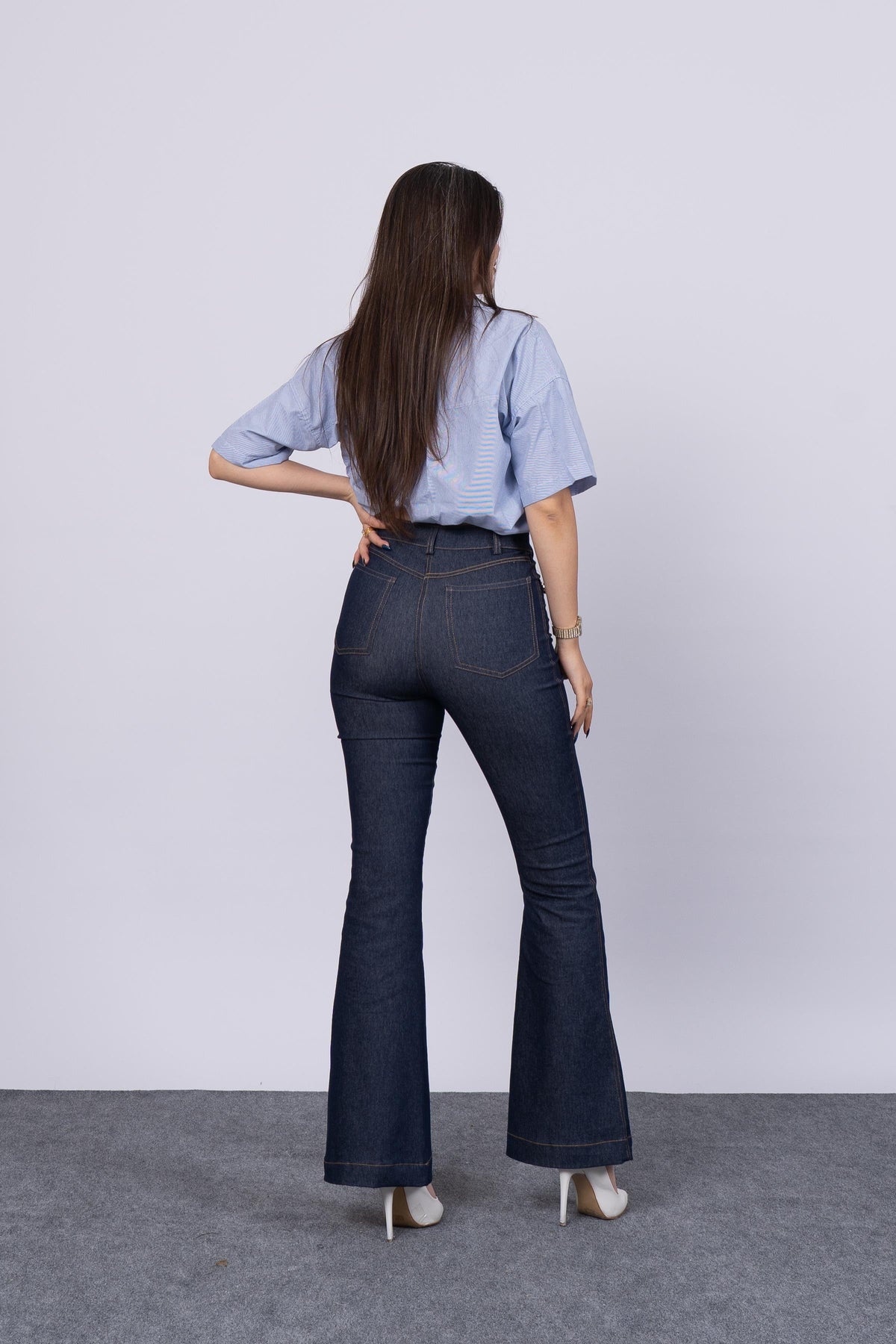 Ön Süs Cepli Düğme Detaylı Denim Likralı Pantolon 30173