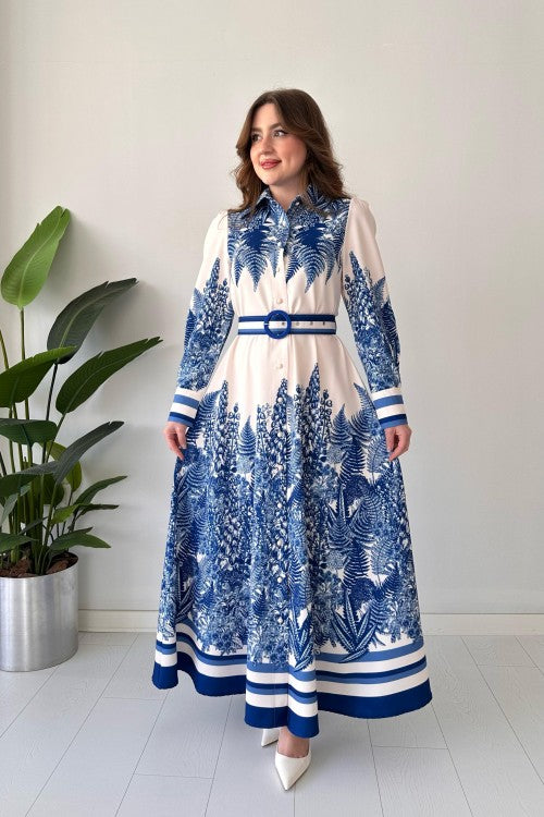 Robe Palm Design Bleu