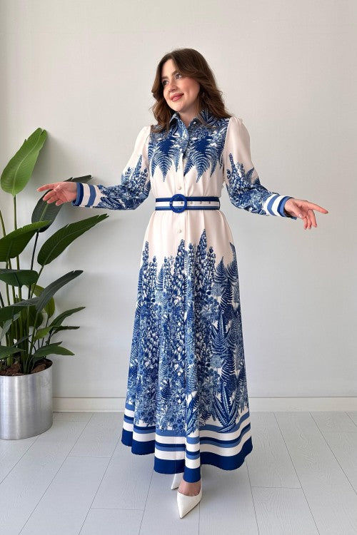 Robe Palm Design Bleu