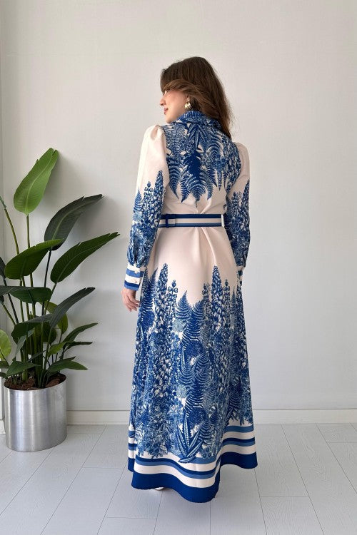 Robe Palm Design Bleu