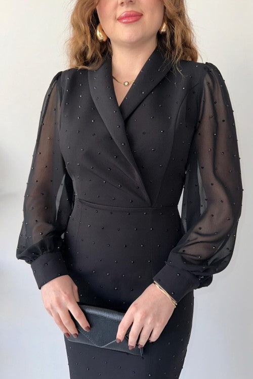 Robe de créateur à paillettes noire