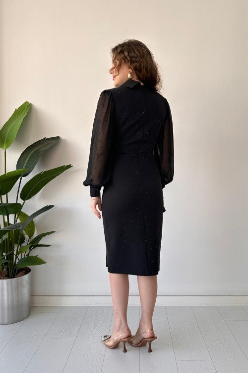 Robe de créateur à paillettes noire