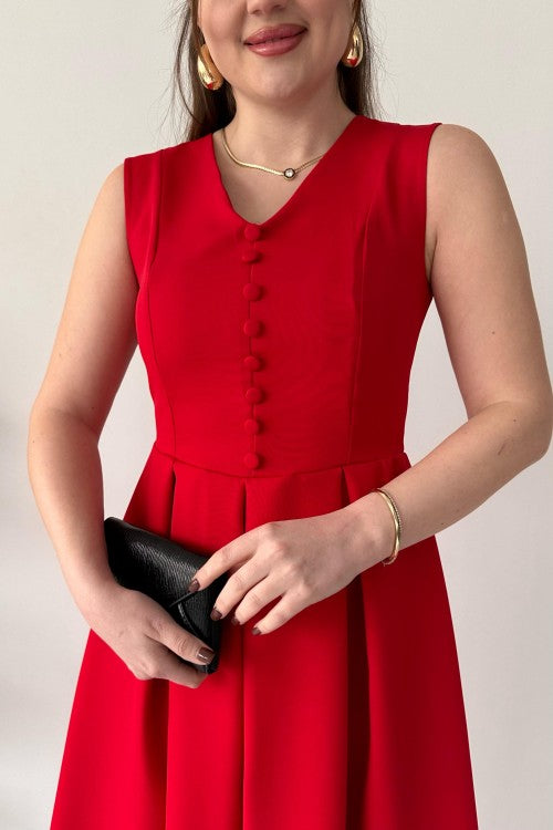 Robe plissée rouge