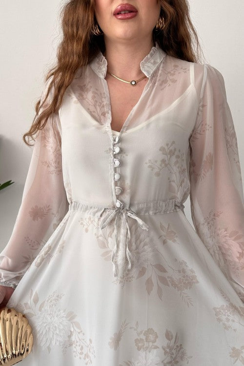 Robe en mousseline de soie Dream grise