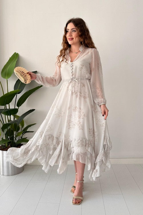 Robe en mousseline de soie Dream grise
