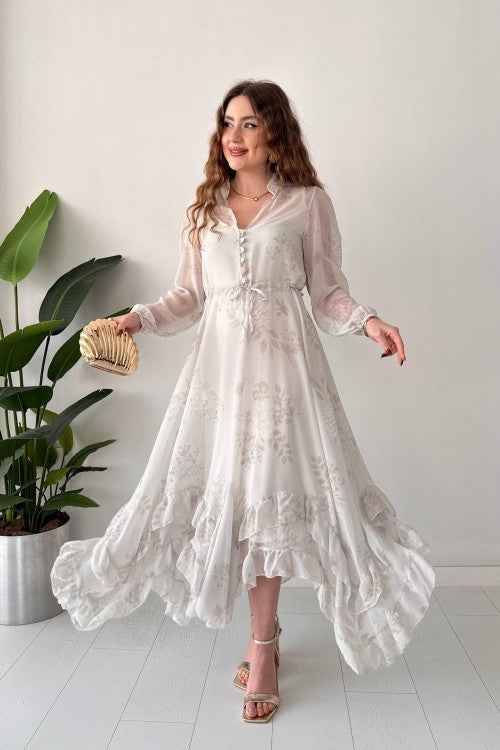 Robe en mousseline de soie Dream grise