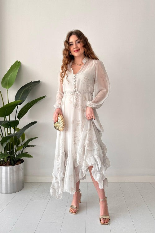 Robe en mousseline de soie Dream grise