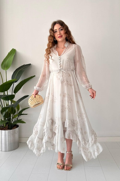 Robe en mousseline de soie Dream grise