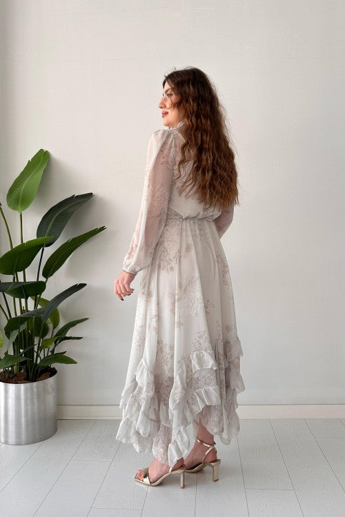 Robe en mousseline de soie Dream grise