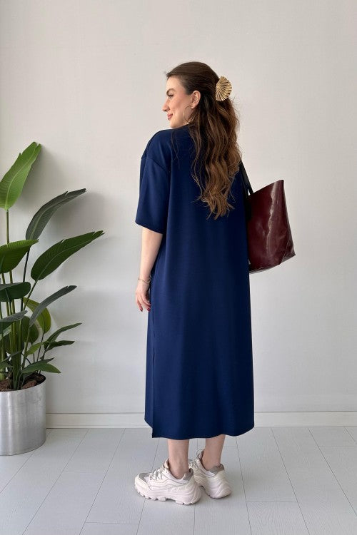 Robe décontractée en modal bleu marine