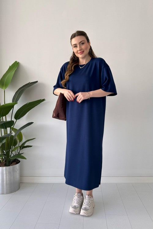 Robe décontractée en modal bleu marine