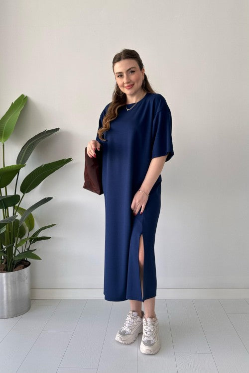 Robe décontractée en modal bleu marine
