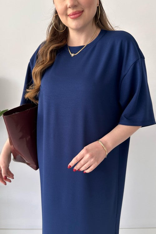 Robe décontractée en modal bleu marine