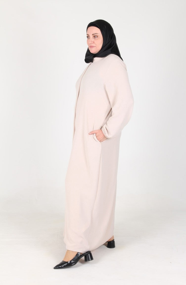 Aerobin Abaya Omra A Fermeture En Tissu 3025-03 Pierre 3025-03