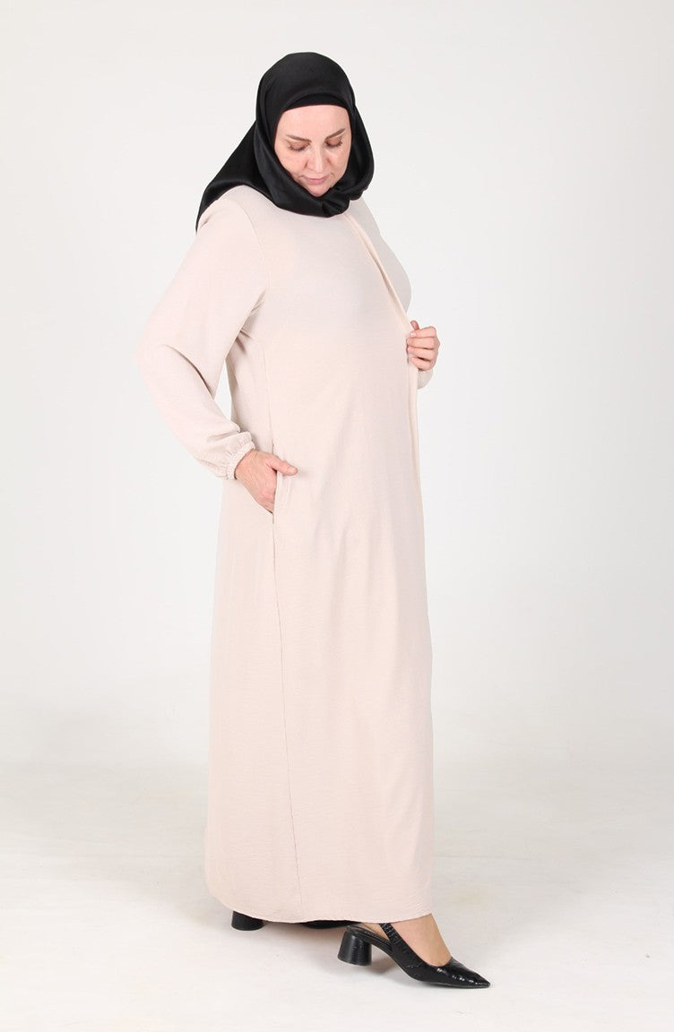 Aerobin Abaya Omra A Fermeture En Tissu 3025-03 Pierre 3025-03