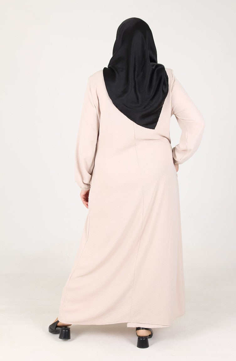 Aerobin Abaya Omra A Fermeture En Tissu 3025-03 Pierre 3025-03