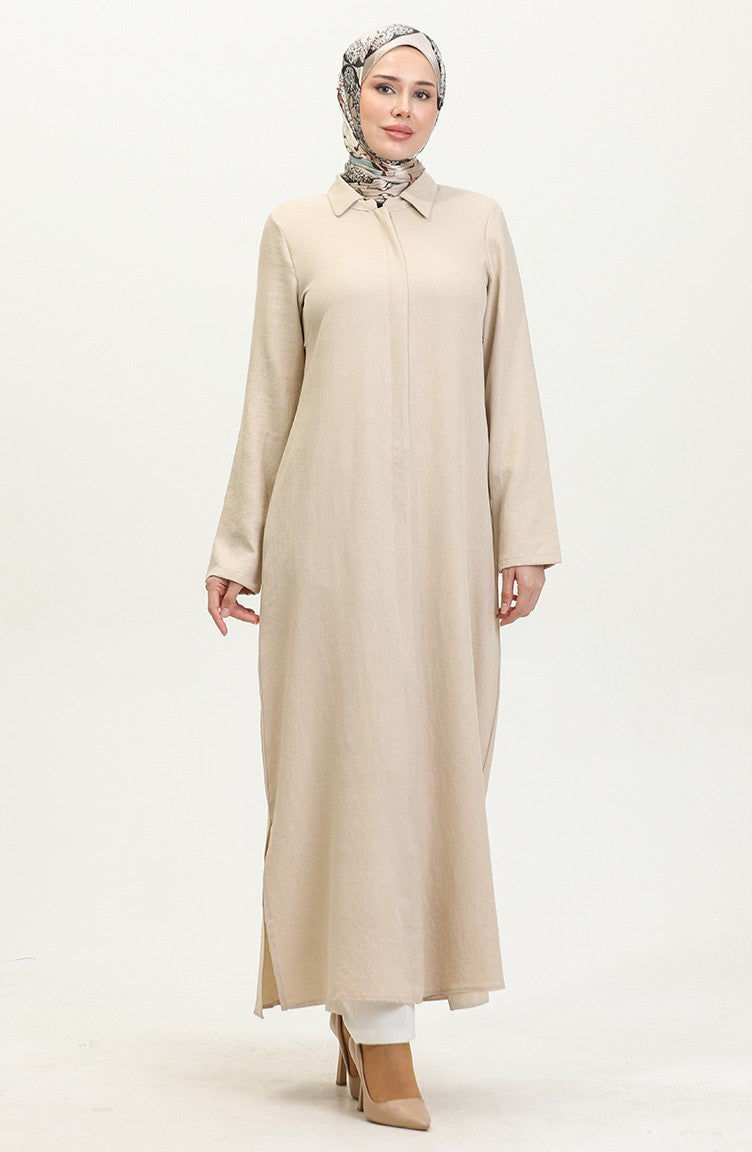Abaya Col Chemise 24019-03 Beige 24019-03