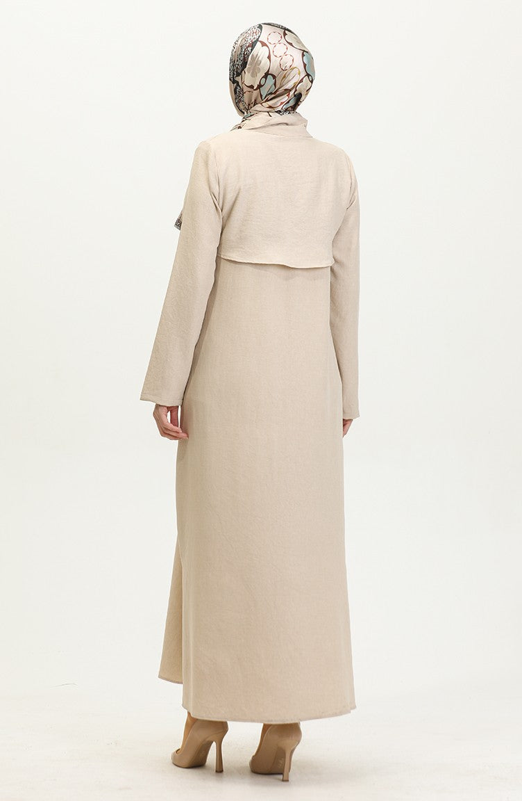 Abaya Col Chemise 24019-03 Beige 24019-03