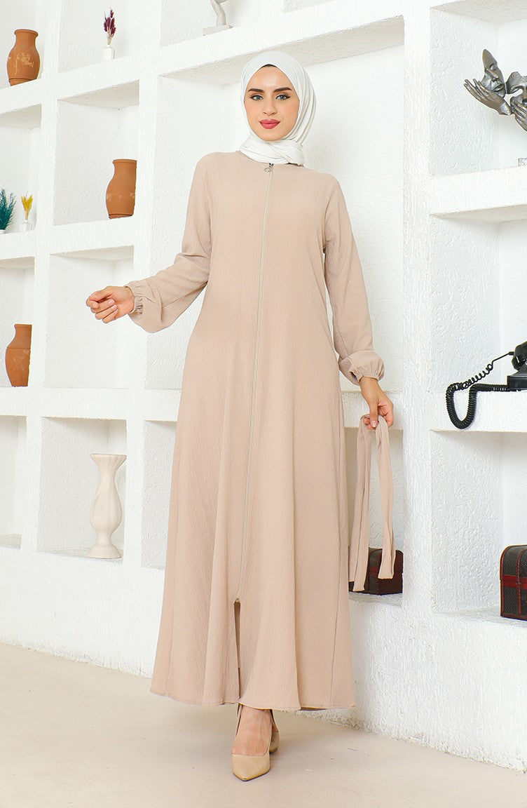 Bürümcük Abaya à Ceinture En Tissu 1019-03 Pierre 1019-03