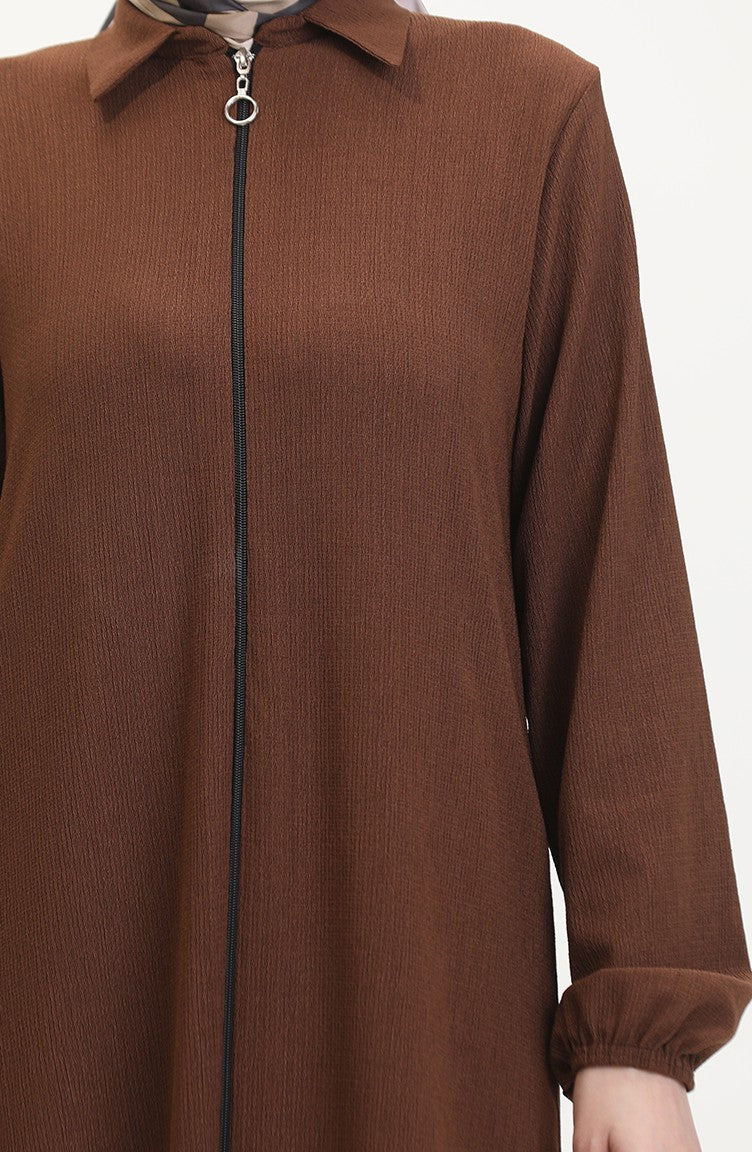 Abaya A Fermeture Et Col 1021-06 Marron 1021-06
