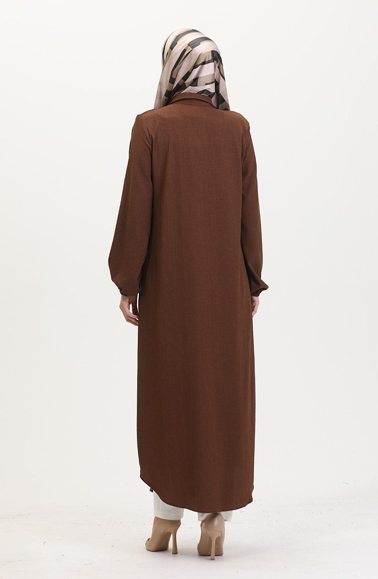 Abaya A Fermeture Et Col 1021-06 Marron 1021-06