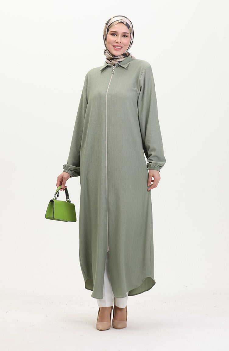 Abaya A Fermeture Et Col 1021-07 Vert 1021-07