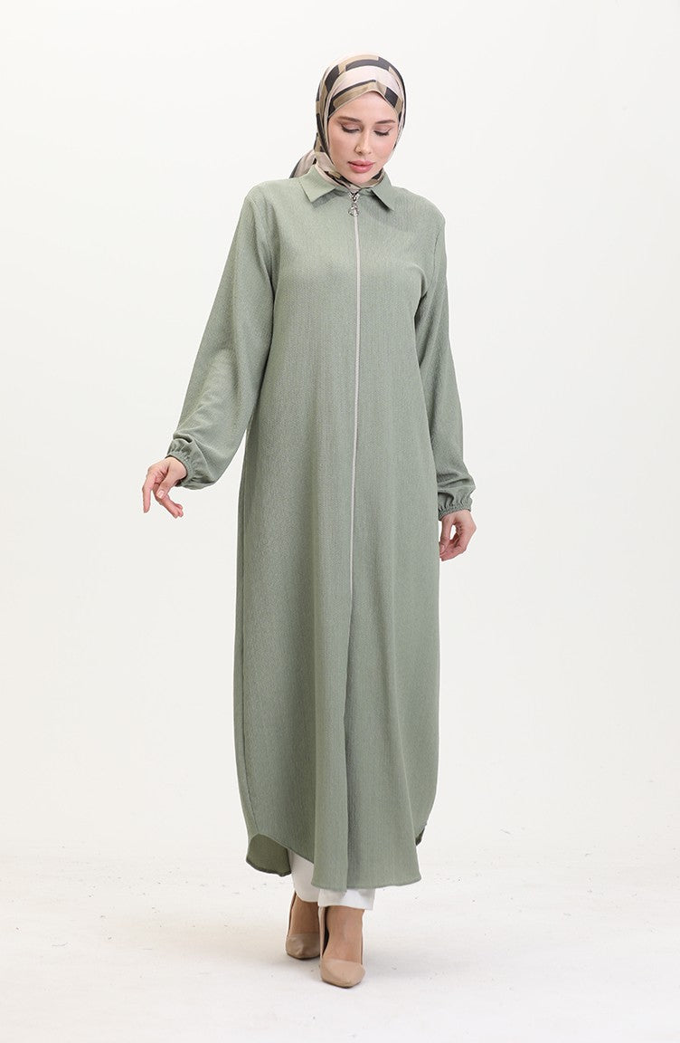 Abaya A Fermeture Et Col 1021-07 Vert 1021-07