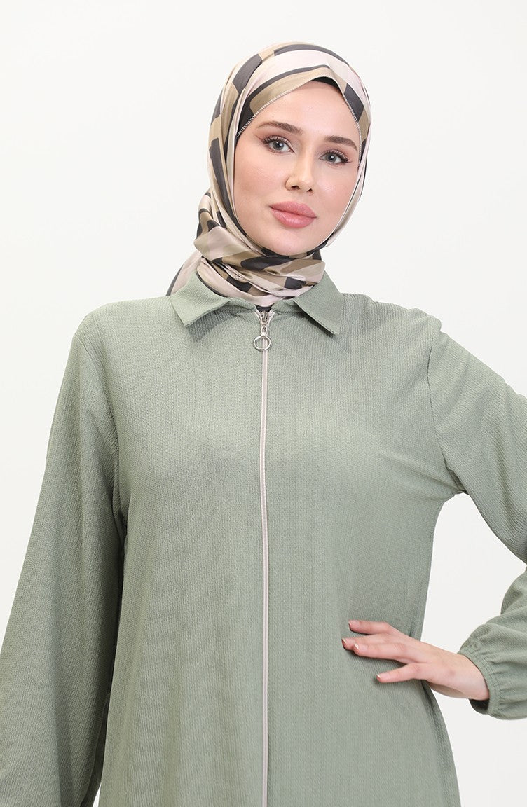 Abaya A Fermeture Et Col 1021-07 Vert 1021-07
