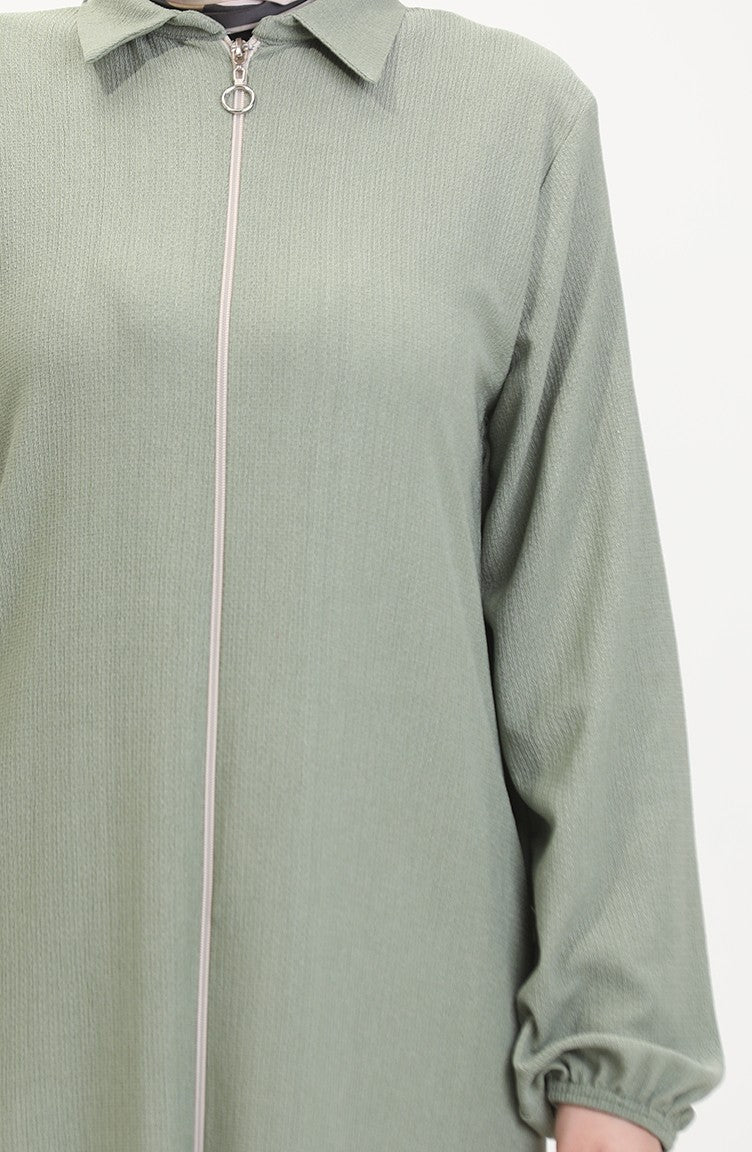 Abaya A Fermeture Et Col 1021-07 Vert 1021-07