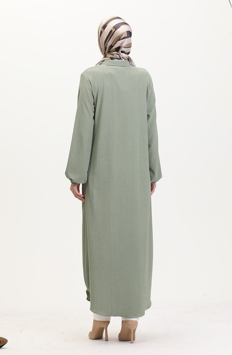 Abaya A Fermeture Et Col 1021-07 Vert 1021-07