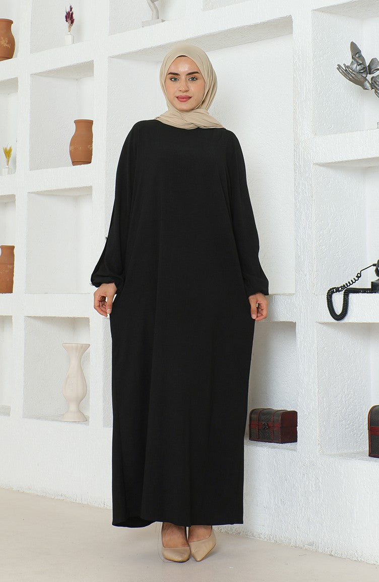 Bürümcük Robe Abaya En Tissu 1023-01 Noir 1023-01