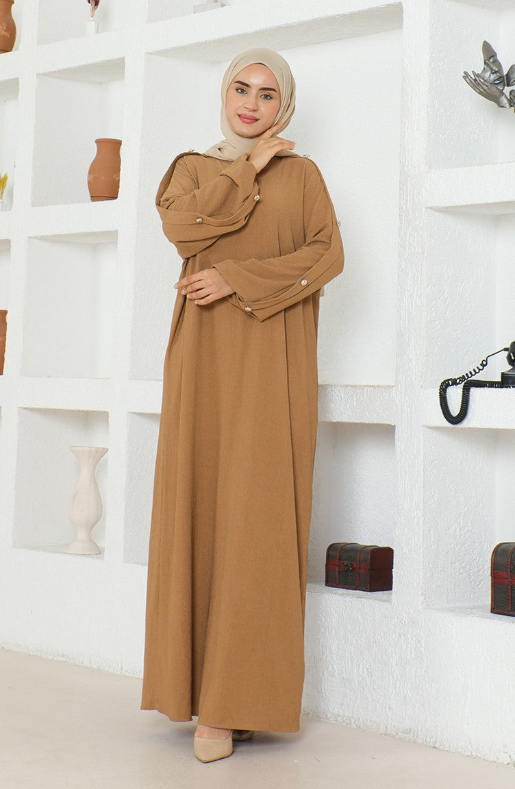 Abaya Robe En Tissu Bürümcük 1023-04 Vison 1023-04