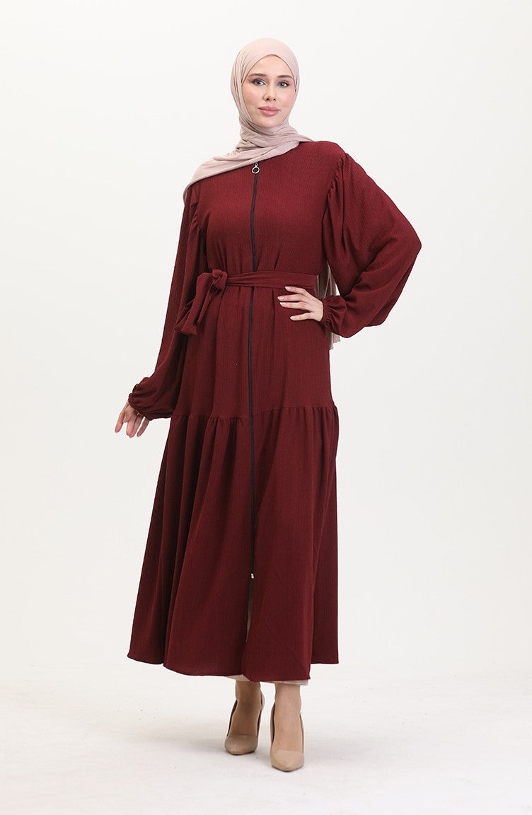 Abaya Manches Ballon 1026-03 Rouge Claret 1026-03