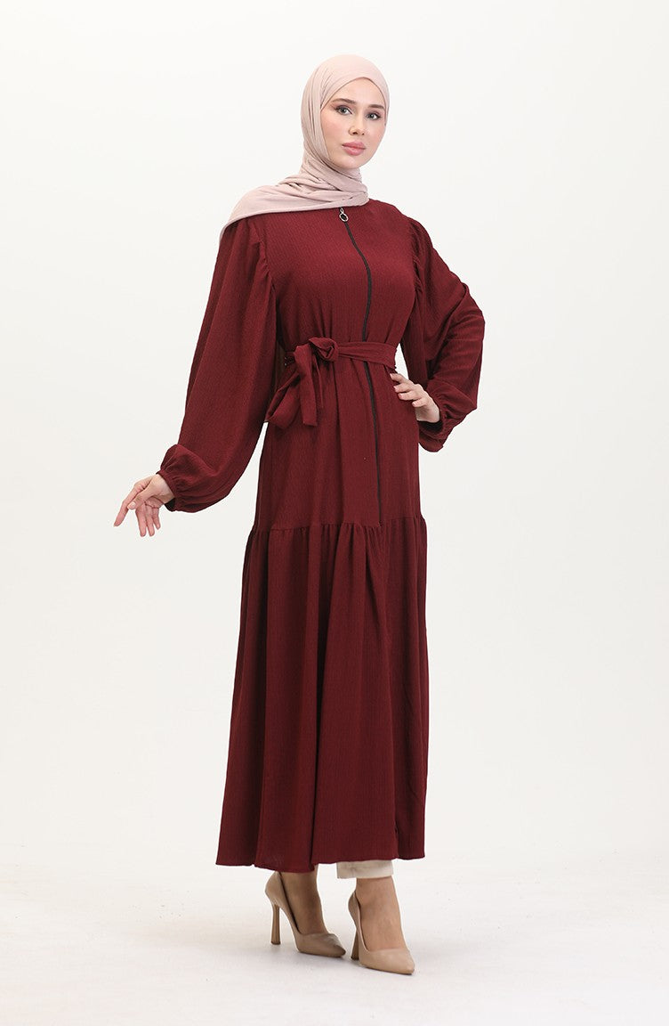 Abaya Manches Ballon 1026-03 Rouge Claret 1026-03