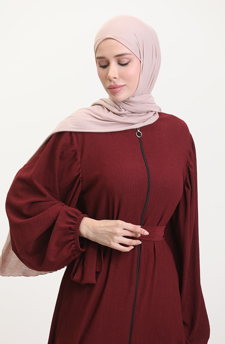 Abaya Manches Ballon 1026-03 Rouge Claret 1026-03