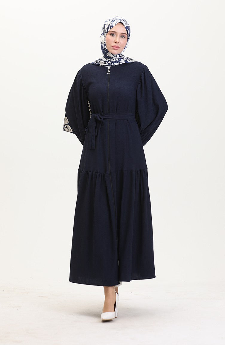 Abaya Manches Ballon 1026-04 Bleu Marine 1026-04