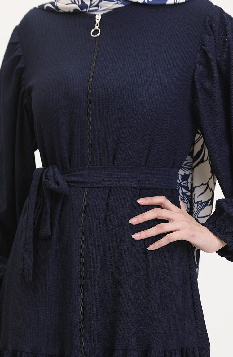 Abaya Manches Ballon 1026-04 Bleu Marine 1026-04