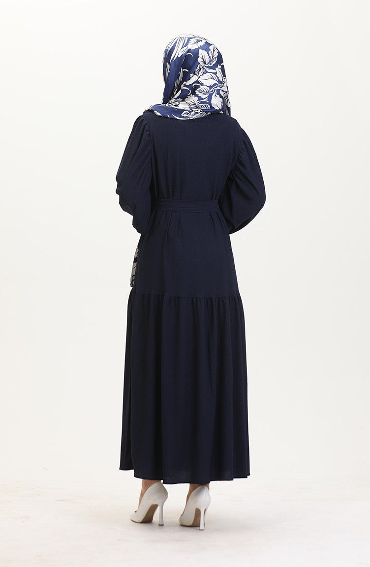 Abaya Manches Ballon 1026-04 Bleu Marine 1026-04