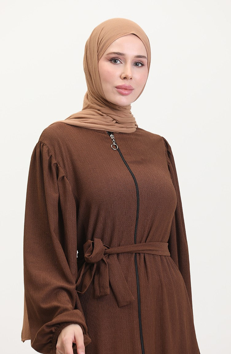 Abaya Manches Ballon 1026-05 Marron 1026-05