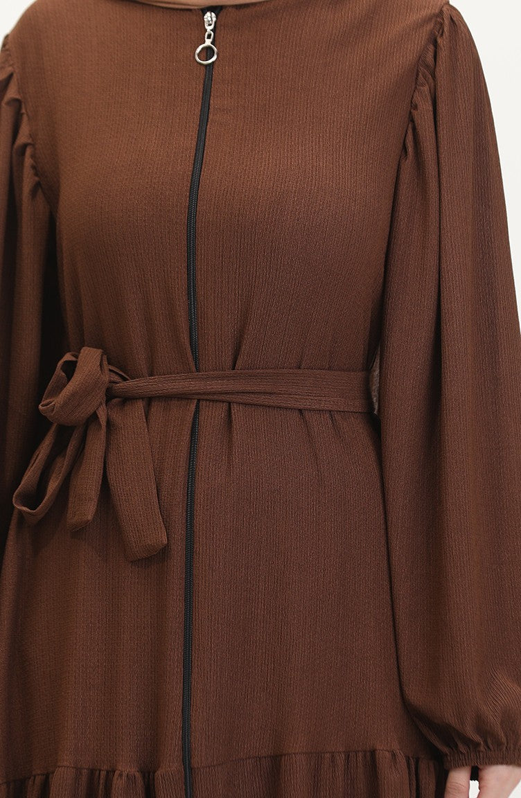 Abaya Manches Ballon 1026-05 Marron 1026-05